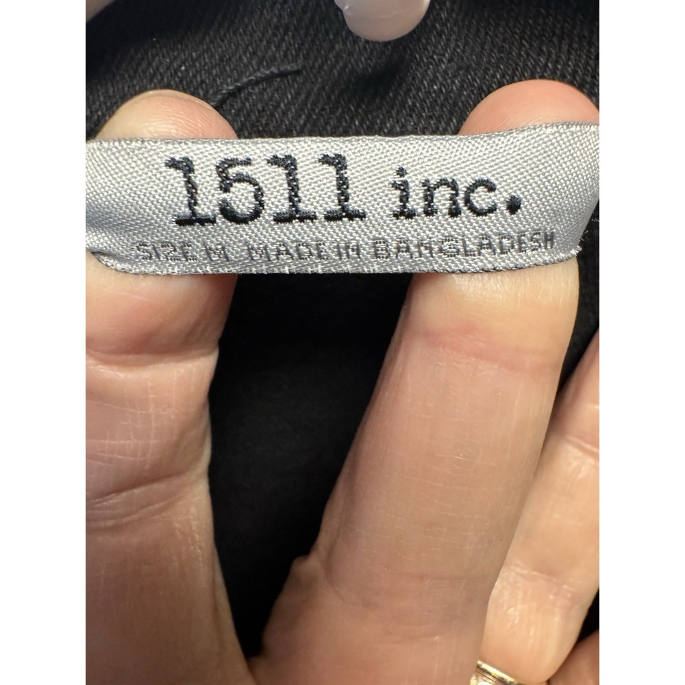 1511 Inc. Women's Distressed Size Medium Black Denim Trucker Pockets - Picture 4 of 12